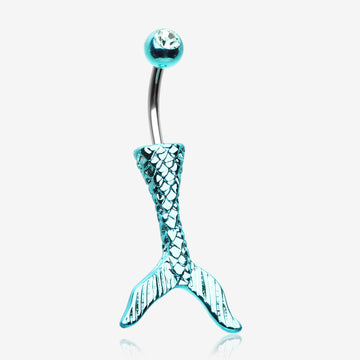 Mystic Teal Mermaid Tail Belly Button Ring